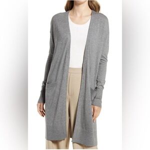 Halogen Cashmere Blend Lagenlook Lightweight Preppy Longline Cardigan Women Sz L